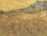 Vincent Van Gogh Wheat Field wtih Reaper and Sun (nn04) oil painting reproduction